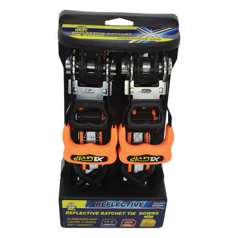 Gripwell Ratchet Tie Downs, 3.6m