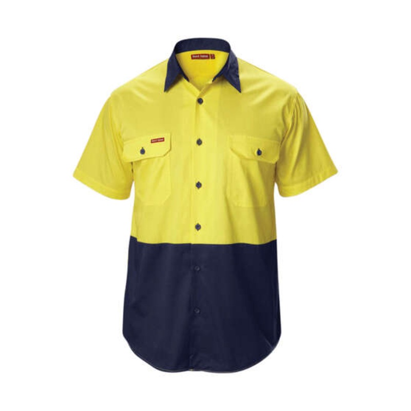 Hard Yakka Koolgear Hi Vis 2Tone Vented Short-Sleeved Yellow/Navy Yellow 2XL